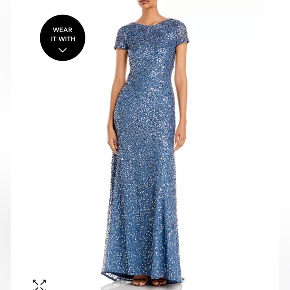 Sequined Cap Sleeve Gown - Picture 1 of 11